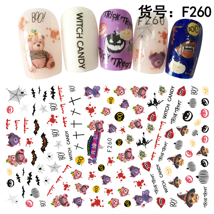 F259-272 Christmas Snowflake Bear Cat Nail Art Decals 3D Manicure Applique Flower Nail Stickers for Nail Decoration