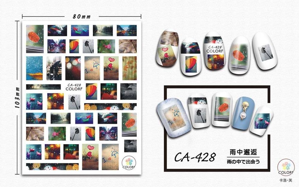 CA428-436 Nail Art Decals 3D Cartoon Flower Manicure Letter Applique Nail Stickers for Nail Decoration