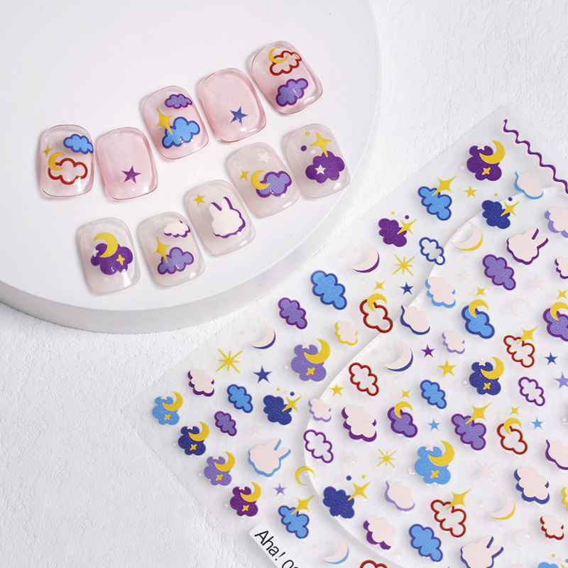 Aha nail stickers new cartoon autumn and winter squirrel little bear tulip flower nail decoration