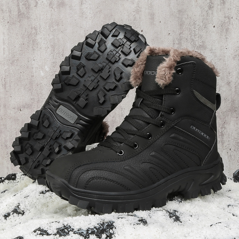 Size 40-48 High Quality Winter Men's Rubber Snow Boots Warm Working Lace Up Boot Shoes For Men Snowfield Adult Snow Boots