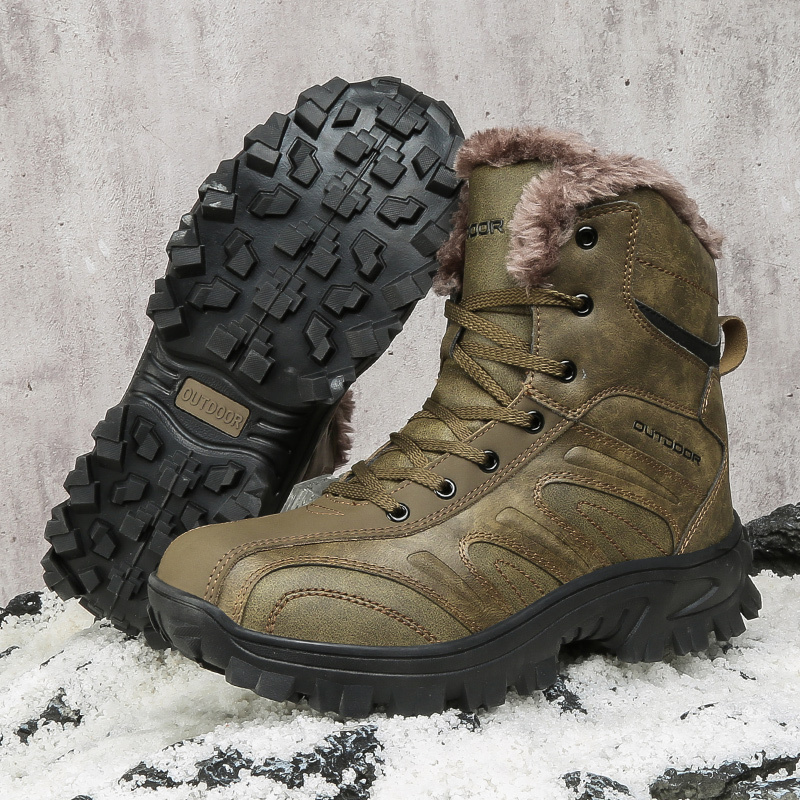 Size 40-48 High Quality Winter Men's Rubber Snow Boots Warm Working Lace Up Boot Shoes For Men Snowfield Adult Snow Boots