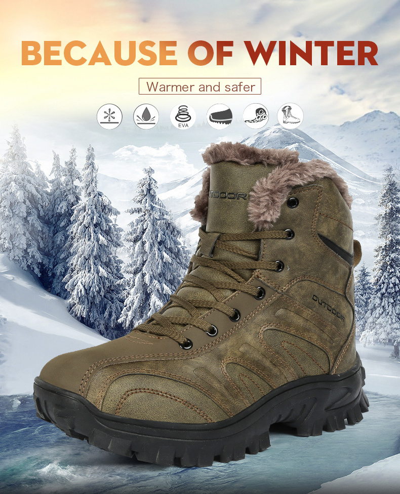 Size 40-48 High Quality Winter Men's Rubber Snow Boots Warm Working Lace Up Boot Shoes For Men Snowfield Adult Snow Boots