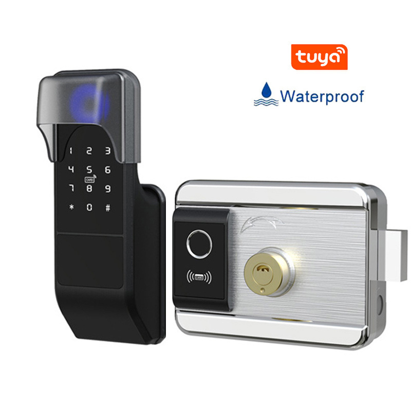 Tuya Smart Handle Door Lock With Card Hole Opener Kit Door Magnet Rim Lock Waterproof Main Door Lock Set Digital