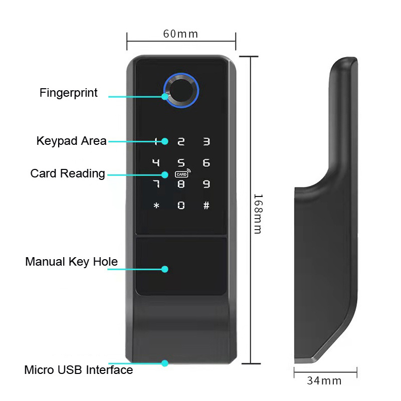 Tuya Smart Handle Door Lock With Card Hole Opener Kit Door Magnet Rim Lock Waterproof Main Door Lock Set Digital