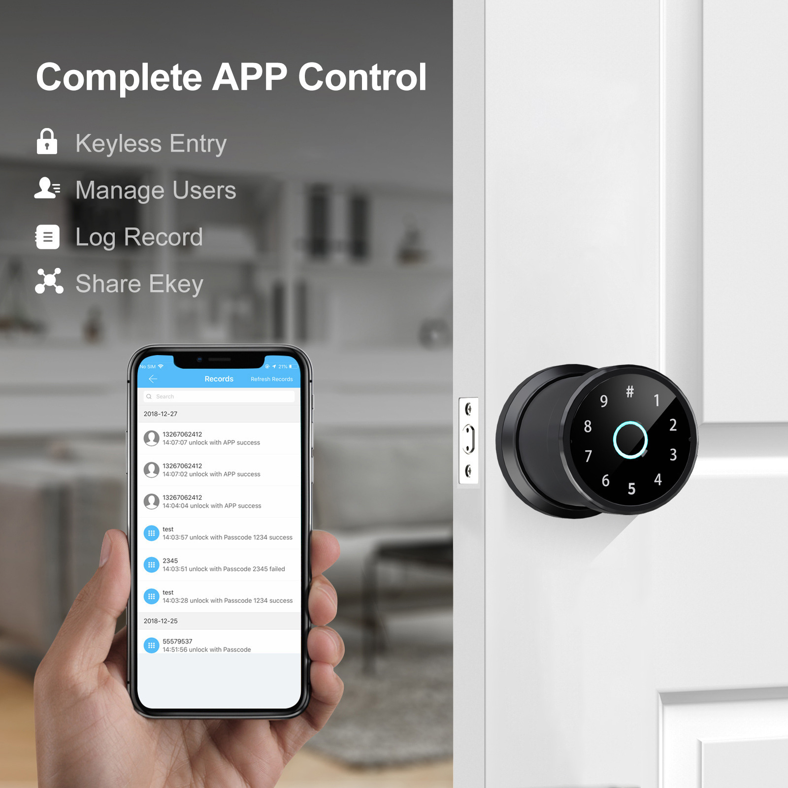 Eseye 2022 Best Price Security Digital Ttlock APP Smart Fingerprint Door Lock