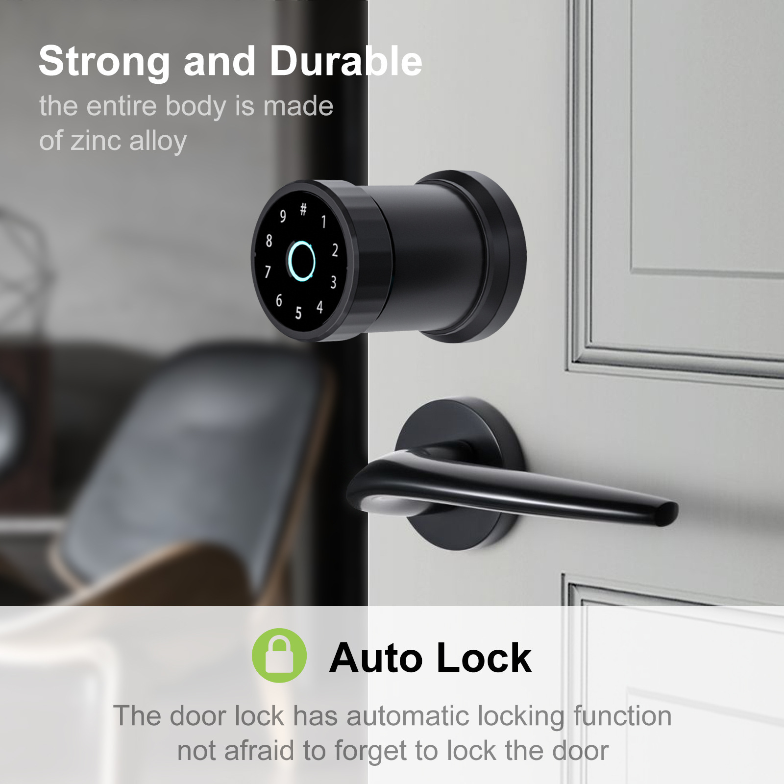 Smart Home Securitytuya WIFI Smart Gate Locks Biometric Fingerprint door Handle Lock with Tuya Smart Life APP Anti-peep Code