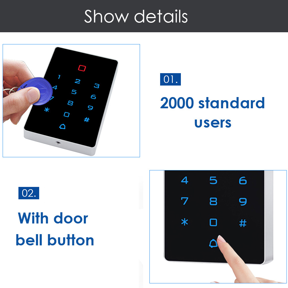 Rfid Card Reader Waterproof Wifi Tuya APP Door Access Control Kits Door Entry Access Controller Fingerprint Current OEM, ODM