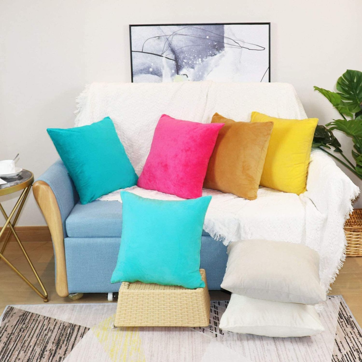 2020 Hot Sell Nordic Style Modern Dutch Velvet Velour Sofa Cushion Cover Custom Plain Pillow Cover