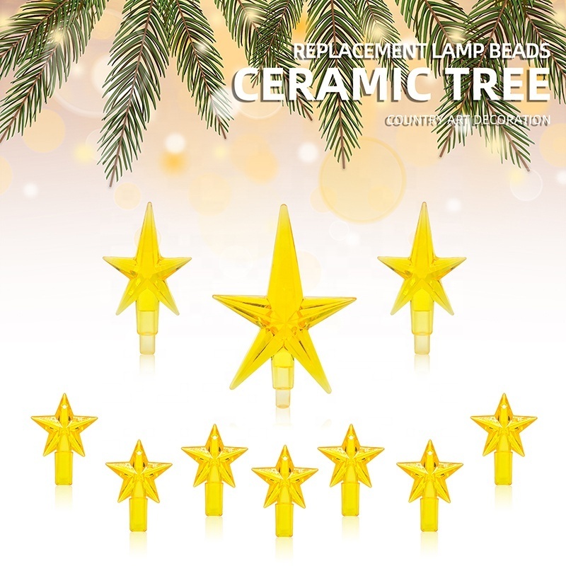 Ceramic Christmas Tree Replacement Light Beads Top Decoration yellow Star Ornaments For Events Party Accessories