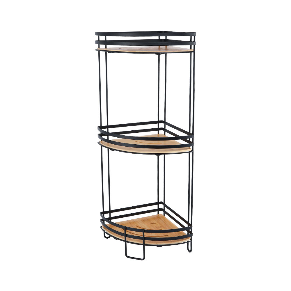 Best Selling Metal Bamboo Living Room 3 Tier Corner Counter Shelf Food Storage Rack Kitchen Accessories Home Storage