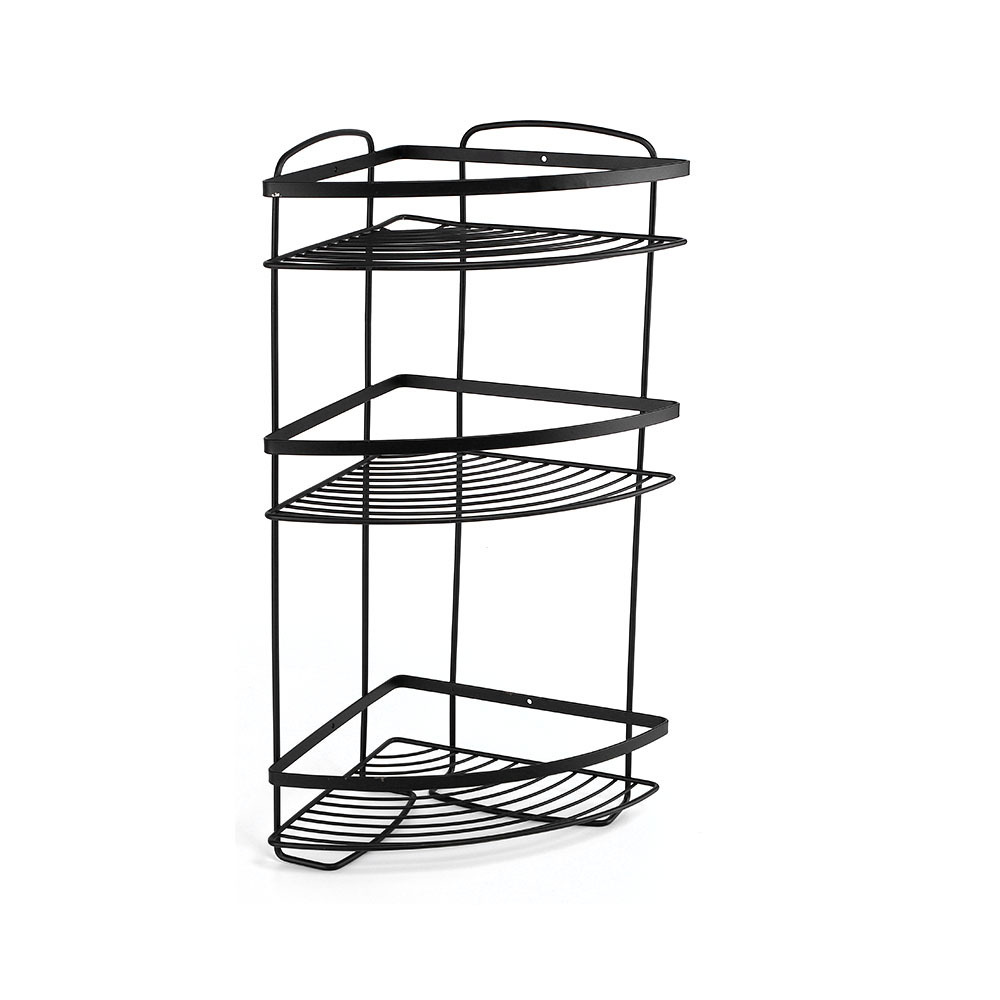 Best Quality Black Metal Kitchen Shelf Organizer 3 Tiers Corner Shelf Bathroom Shower Storage Racks And Shelves