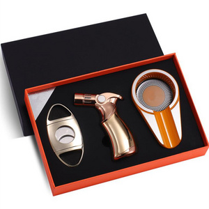 Hot sales Lighters & Smoking Accessories Cigar scissors lighter ashtray set gift three piece set