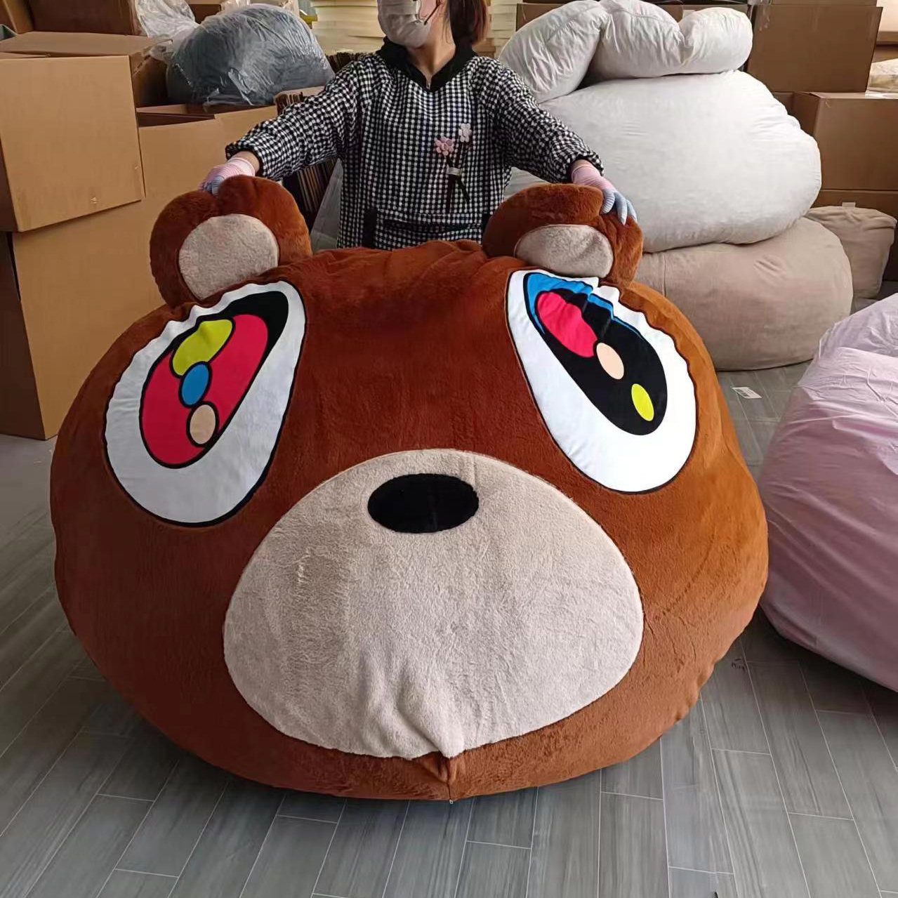 Peluche De Kanye West College Dropout Bear Sofa Floor Sofa Puff Large Bean Bag Pouffe Chair Cover Giant Bean Bag Bed With Filler