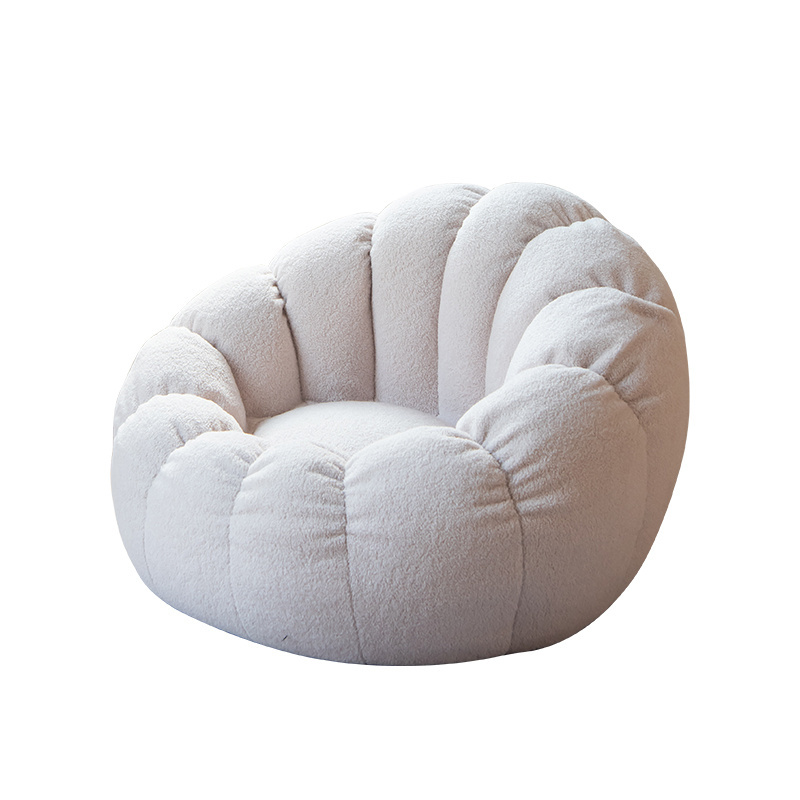 Cream White Lazy Swivel Lounge Chair With Ottoman Living Room Sofa Velvet Pumpkin Chair