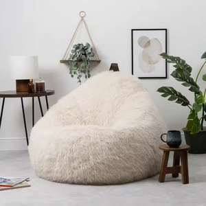 White Faux Fur Bean Bag Custom Logo Inflatable Giant Coffee Cozy Indoor Outdoor Lazy boy Leisure Bean Bags Chairs Sofa Cover