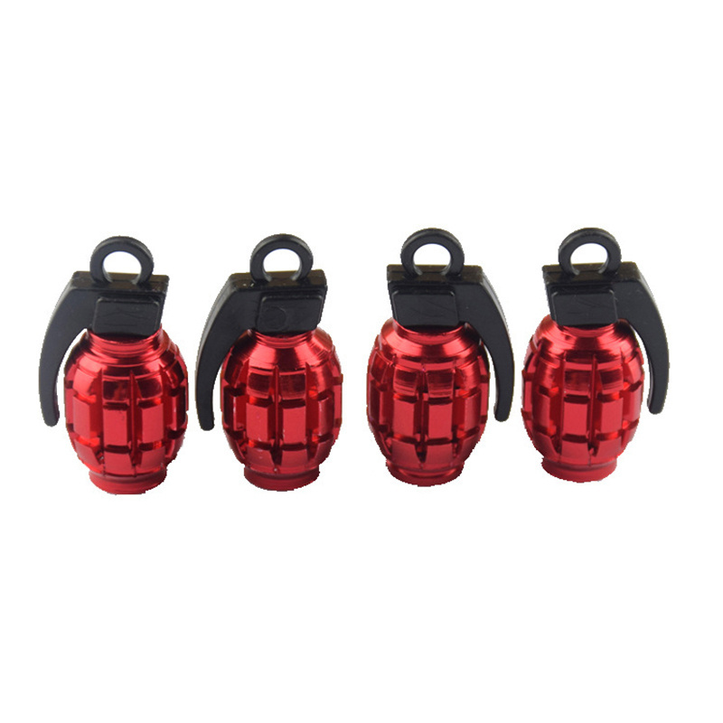 Grenade Valve Stem-Caps 4pcs/set Aluminum Bomb Dustproof Wheel Tyre Stem Cover, Fits Truck Motorcycle Bicycle, 8V1 Universal