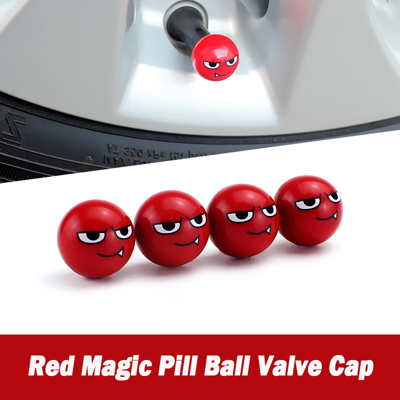 Personalized decoration car tire valve cap bicycle cute expression valve core cover 4 pack spherical valve dust cap