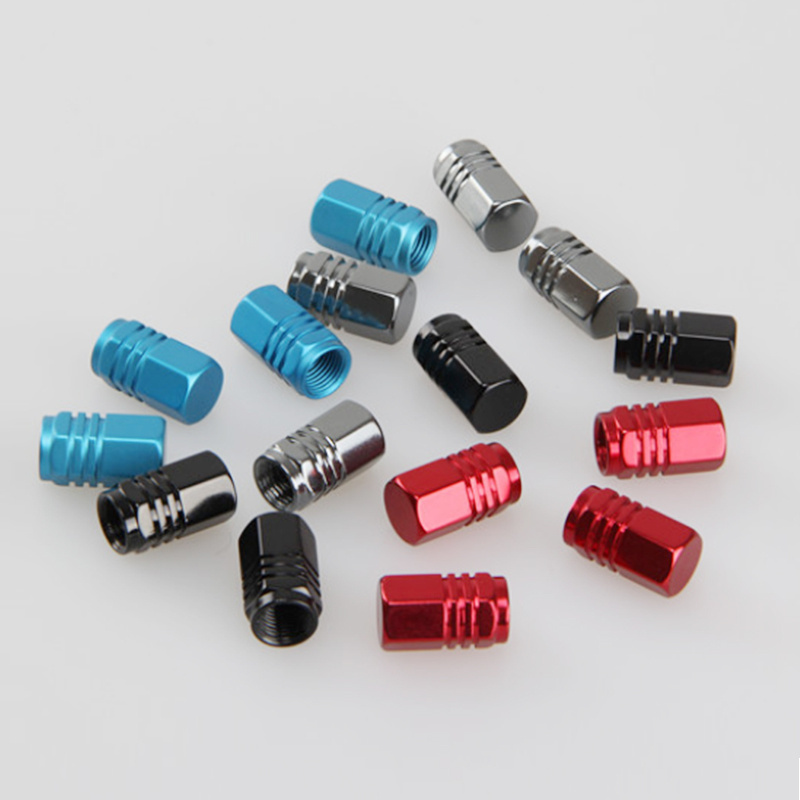 Wholesales 4pcs/set Aluminum Hex Airtight Tire Valve -Caps, 9 colors, 8V1 Thread Universal Cars/Motorcycle/Bicycle/Truck