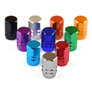 Wholesales 4pcs/set Aluminum Hex Airtight Tire Valve -Caps, 9 colors, 8V1 Thread Universal Cars/Motorcycle/Bicycle/Truck