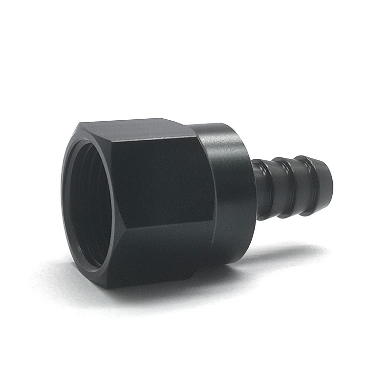 CNC machining Black Straight Aluminum 10AN female Flare to 3/8 Barb Push Hose Barb Fitting Adapter