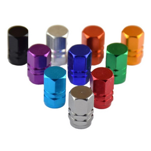 Wholesale Hexagon aluminum Tire Stem Valve Caps Wheel Valve Covers Car Dustproof Tire Cap