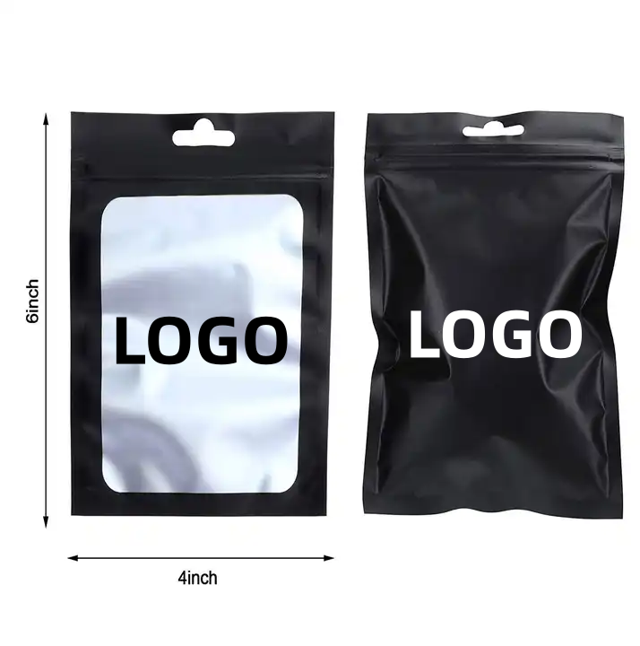 Factory Customized Holographic Hanging Zip Lock Electronic Plastic Packaging Bag With Logo And Window Cable Accessories OPP Bag