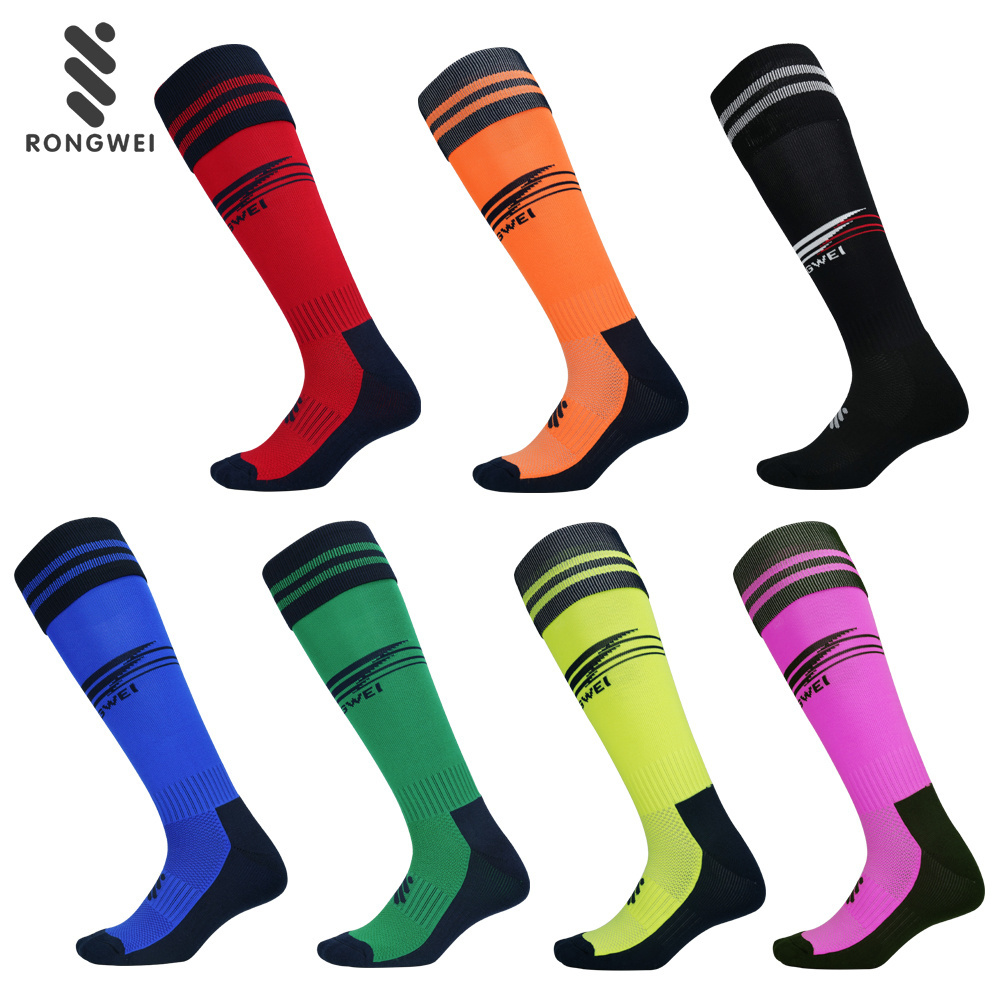 Custom logo high quality multi-color knee high soccer socks for team