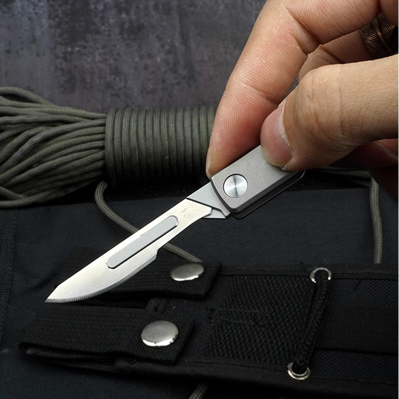 Custom Mini Multi Tool Knives Small Pocket Box Cutter EDC Titanium Folding Scalpel Utility Knife