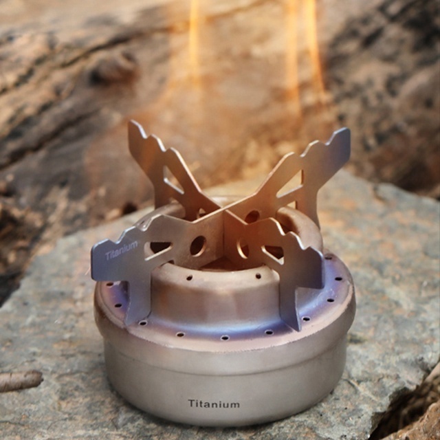 Travel Camping Mini Ultralight Titanium Backpacking Alcohol Stove Burner for Picnic