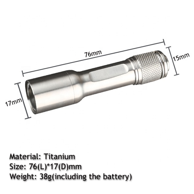 Portable Flashlight Outdoor Camping Emergency Keychain Titanium Torch Light Flashlight with Battery