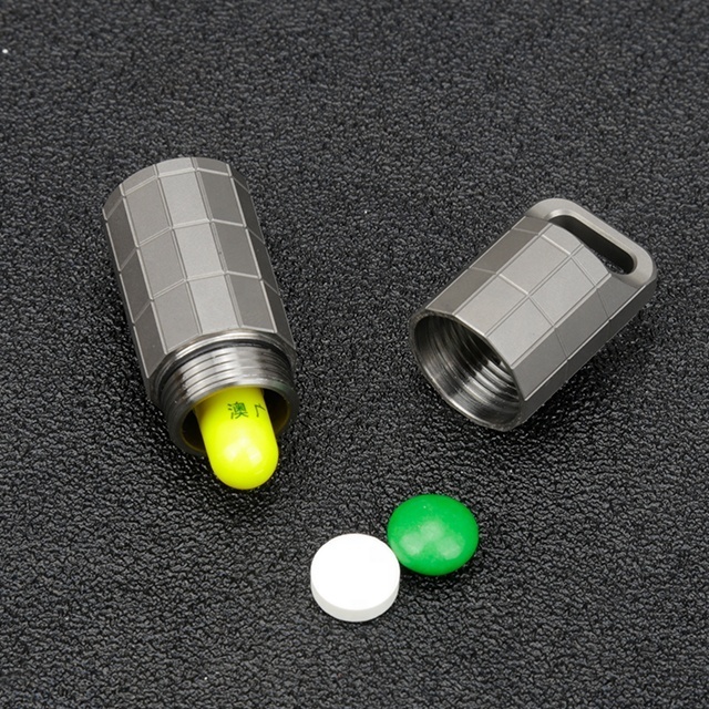 Outdoor  emergency  rescue keychain capsule titanium waterproof pill container box