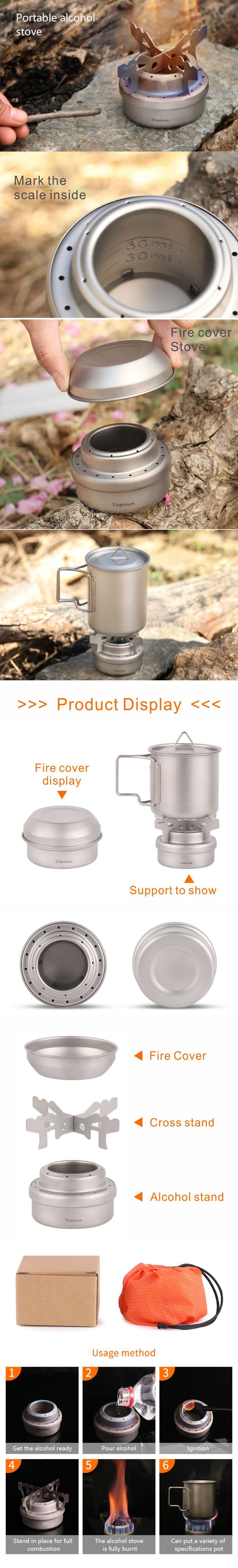 Travel Camping Mini Ultralight Titanium Backpacking Alcohol Stove Burner for Picnic