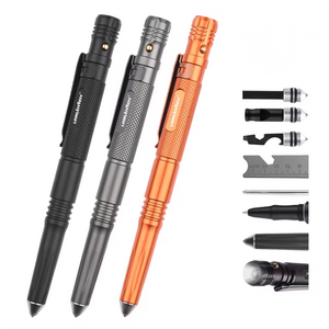 Factory Supplies Camping Equipment Multi-functions Metal Pens Multifunctional Tactical Pen with Flashlight