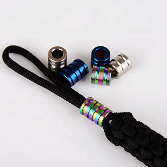 Camping Rainbow Titanium Knife Bead EDC Umbrella Rope Buckle Lanyard Keychain Paracord Beads