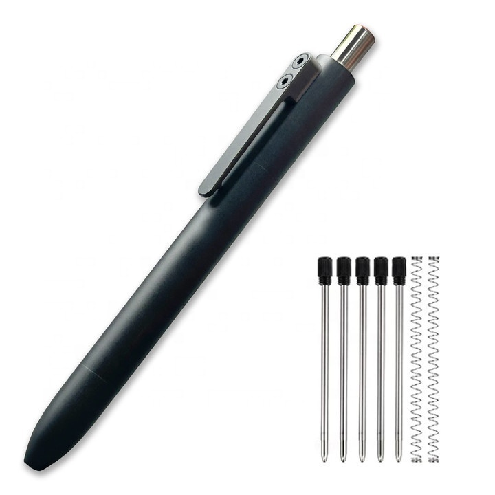 Luxury Executive Cool Retractable Titanium Slim Writing Ballpoint Pens Ink Refillable Pocket EDC