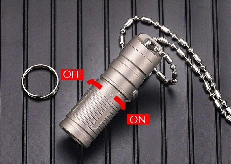 EDC Torch LED Mini Keychain Rechargeable Titanium Flashlight With 10180 Li-ion Battery