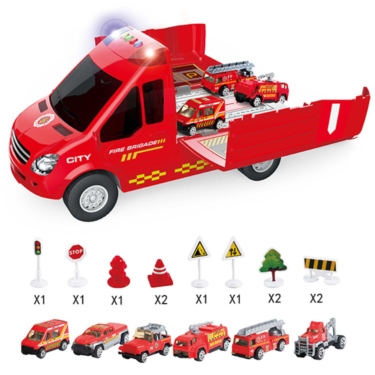 fire vehicle toy set with mini alloy cars toy educational fire toy set