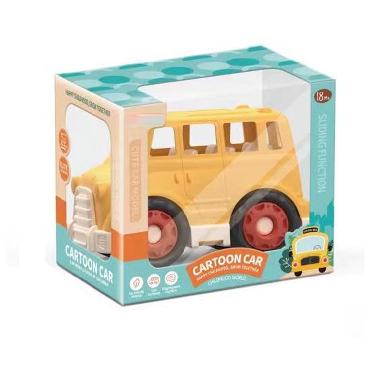 Plastic school bus toy yellow inertia sliding toy - simulation school bus