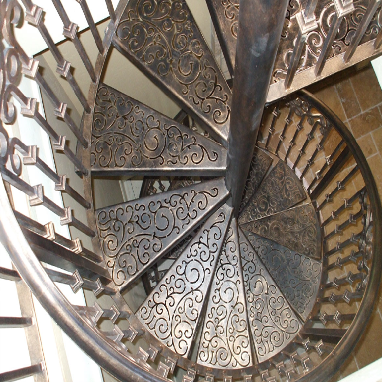 Outdoor wrought iron spiral staircase design