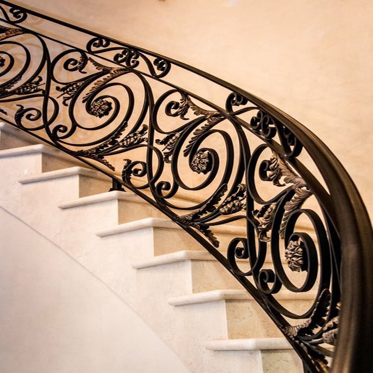 Indoor art wrought iron stair railing designs/ luxury wrought iron railing Ornaments