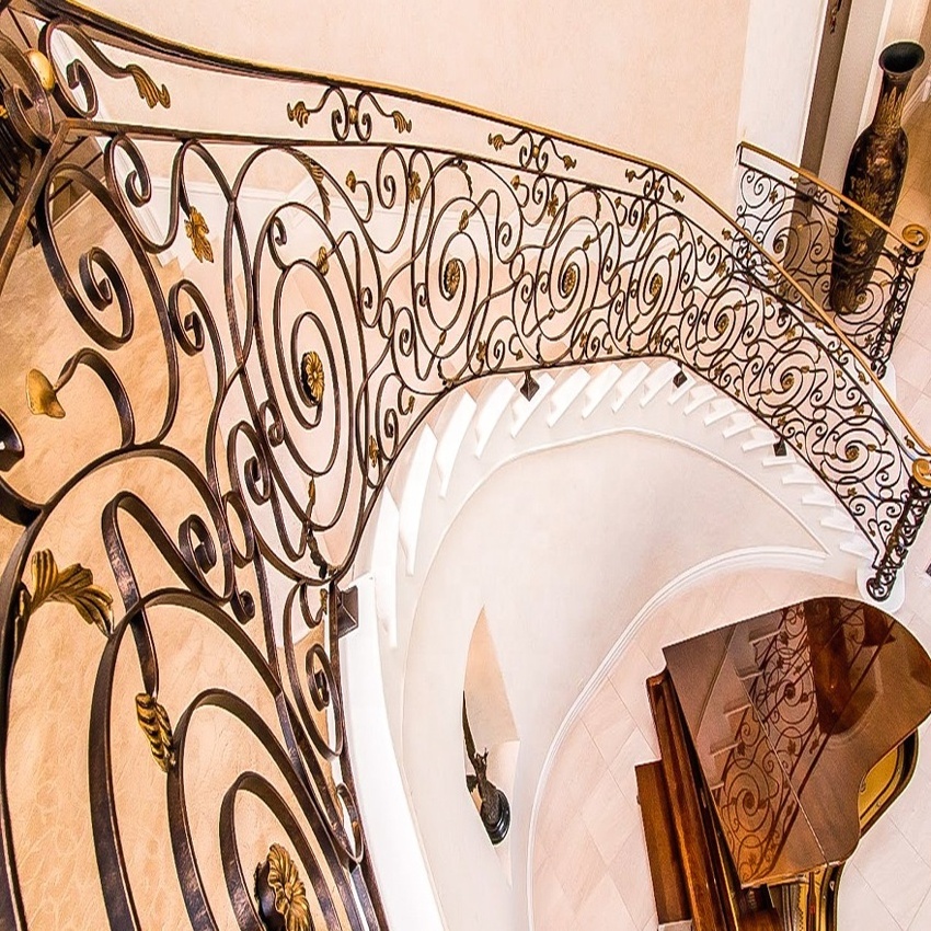 Indoor art wrought iron stair railing designs/ luxury wrought iron railing Ornaments