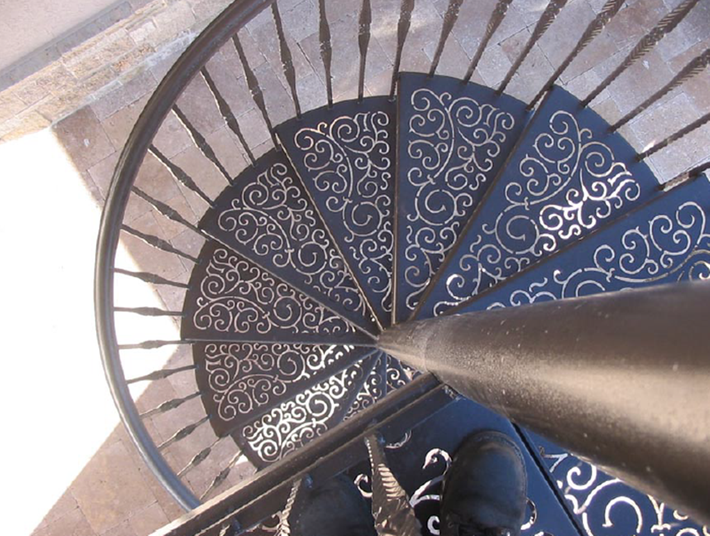 Outdoor wrought iron spiral staircase design