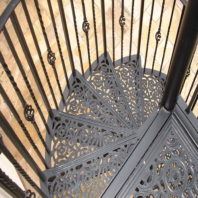 Outdoor wrought iron spiral staircase design