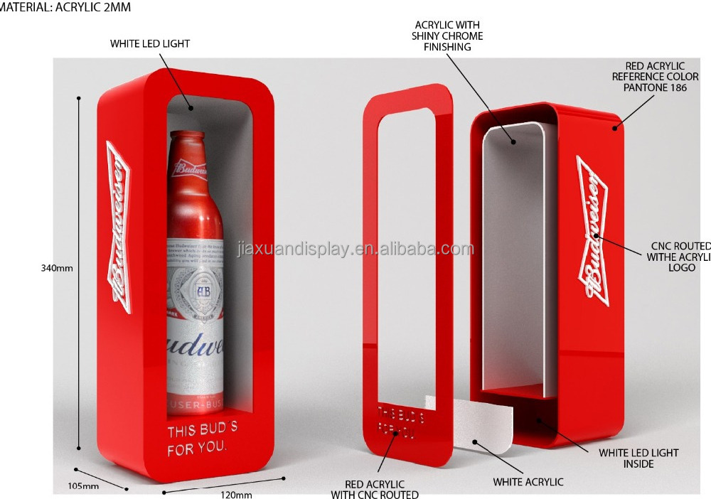 Budweiser Acrylic Bottle Glorifier display with led lights