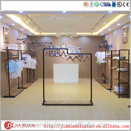 metal hanging clothes rack with solid wood base, costume displays, dress up clothes rack