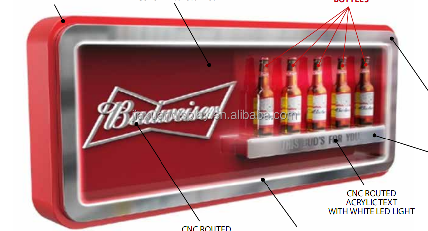 Budweiser Acrylic Bottle Glorifier display with led lights