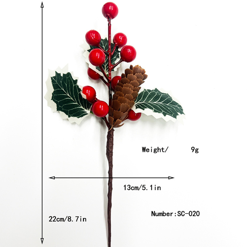 2024 Wholesale Other Christmas Decoration Pinecone Red Berry Artificial Picks Christmas Tree Filler Picks