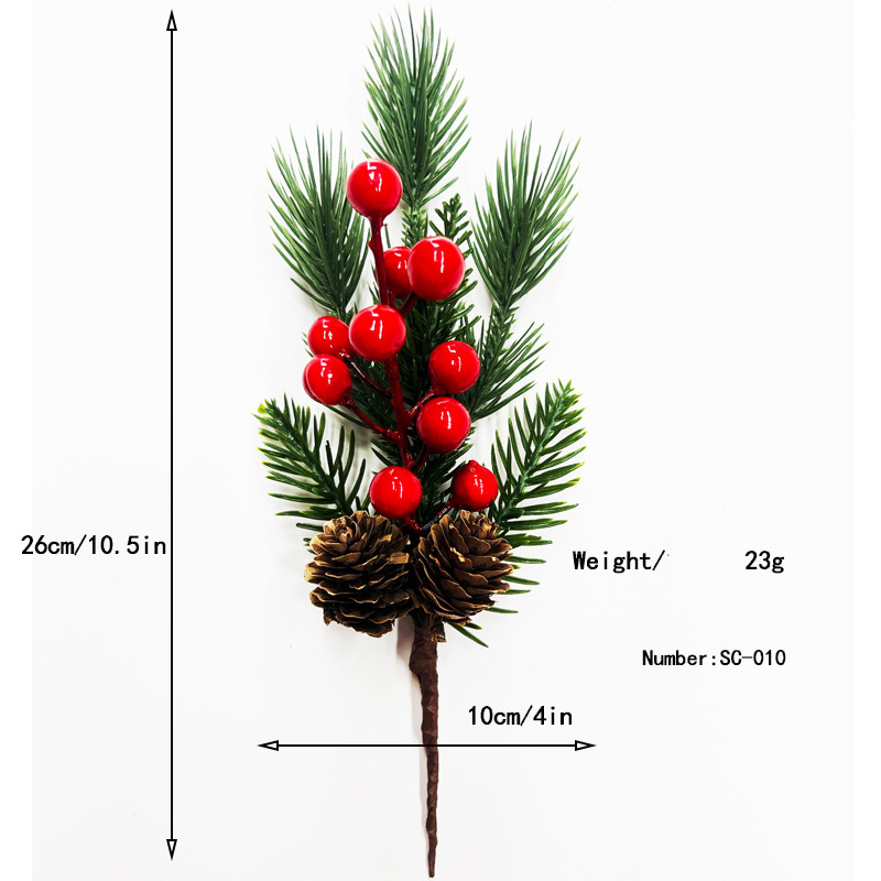 2024 Wholesale Other Christmas Decoration Pinecone Red Berry Artificial Picks Christmas Tree Filler Picks