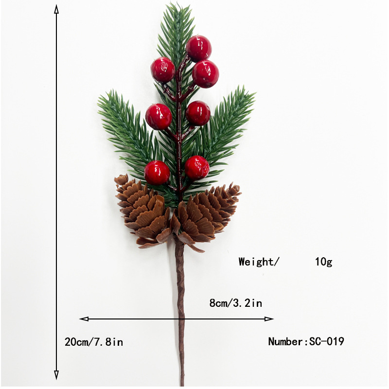 2024 Wholesale Other Christmas Decoration Pinecone Red Berry Artificial Picks Christmas Tree Filler Picks