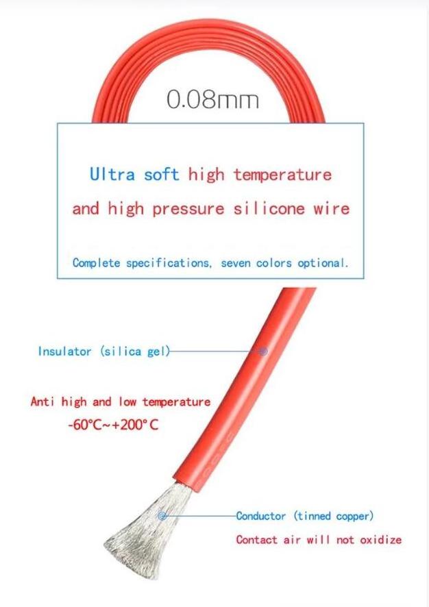 Super Soft High Flexible Silicone Cable Wire gauge 6 8 10 12 14 16 18 20 22 24 AWG ultra flexible heat resistant silicone cable